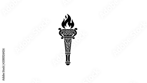 Black torch icon with flame, symbol of leadership and inspiration