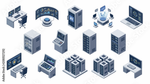 Isometric Technology Devices and Servers Collection.