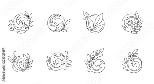 Abstract Swirls and Leaves Logo Set - Nature Inspired Organic Design Elements