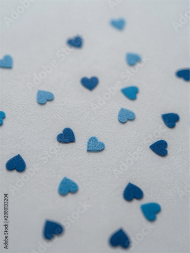 Blue Heart Confetti on Gray
