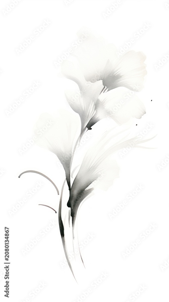 Fototapeta premium Drawing flower sketch plant.