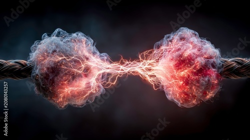 Electric Energy Collision with Glowing Sparks and Smoke Effects