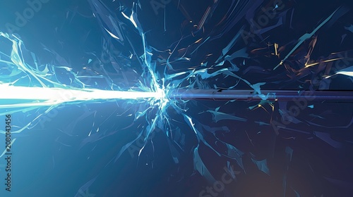 Electric Blue Burst with Shards of Light in Dark Background