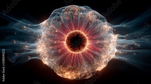 Abstract Energetic Particle Flow Creating a Central Eye-Like Shape