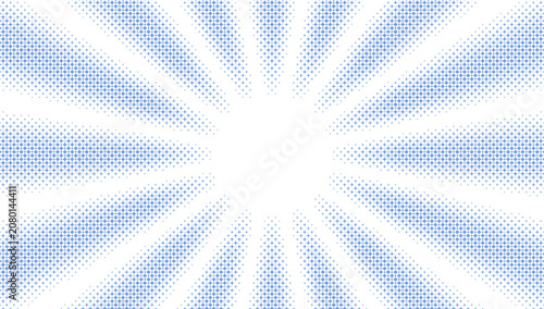 Obraz na plátne Serene light blue halftone sunburst pattern with airy radial rays and crisp geom