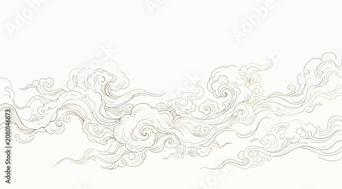 Traditional chinese style cloud pattern, elegant ink wash painting style decorative element