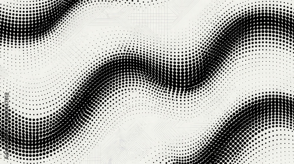 Fototapeta premium Monochrome halftone wave pattern abstract background