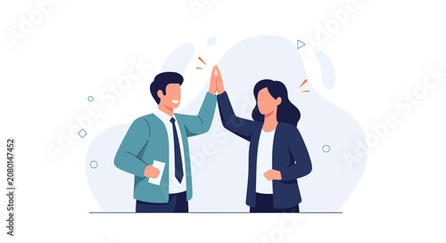 Diverse Business Team High Five Celebration of Success and Partnership