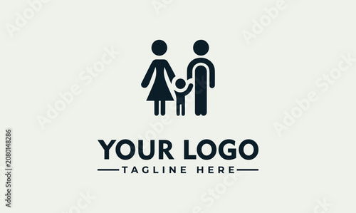 Canvas-taulu Minimalist Family Vector Logo Illustration Design Featuring Parents and Child Fi