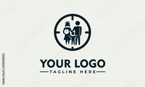 фотографія Happy family with child vector logo illustration for domestic care and parenting