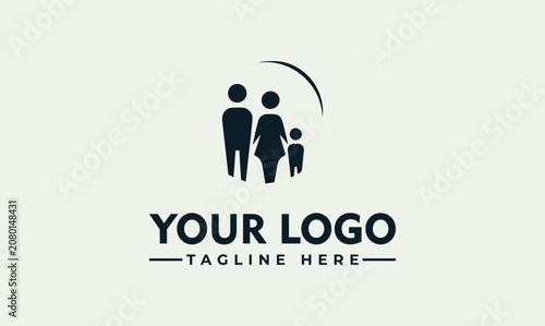 Canvas-taulu Minimalist family silhouette vector logo illustration for home care and love