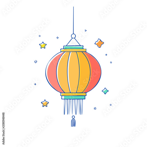 Colorful Paper Lantern with Stars and Tassel