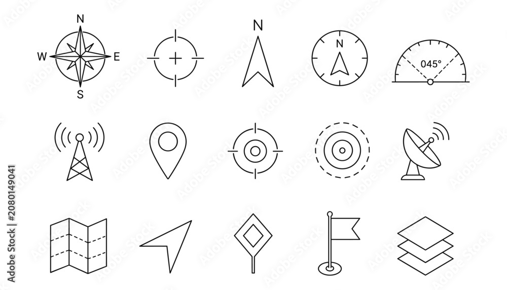 Fototapeta premium Navigation and Location Icons