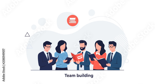 Diverse team of professionals collaborating and learning together, symbolizing teamwork and knowledge sharing.