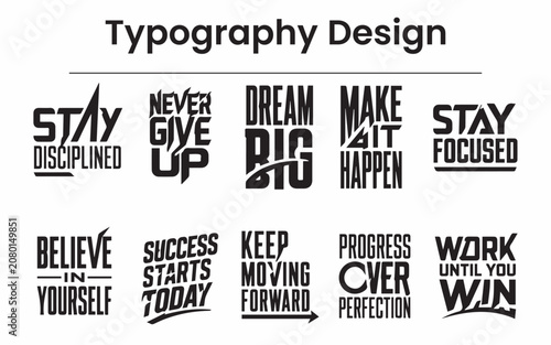 Foto Modern Bold Geometric Motivational Typography Quote Set Gym Fitness and Streetwe