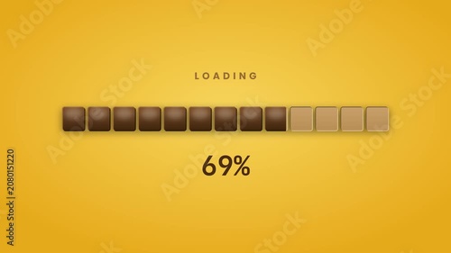 Chocolate bar loading bar in yellow background 
