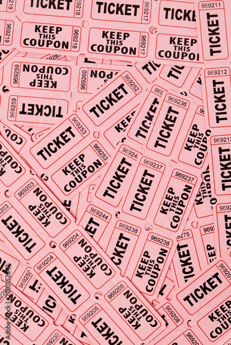 Cuadro en lienzo Background of overlapping pink raffle tickets