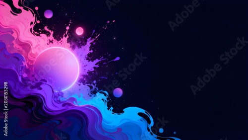 Abstract cosmic scene with vibrant colors
