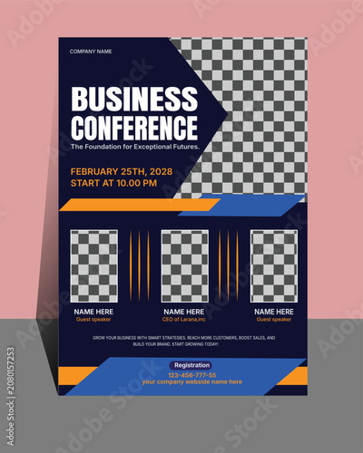 Business conference flyer with speaker slots