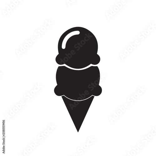 Ice Cream Scoop Icon Black and White Vector Illustration