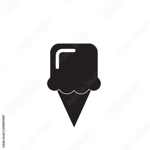 Ice Cream Scoop Icon Black and White Vector Illustration