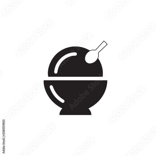 Ice Cream Scoop Icon Black and White Vector Illustration