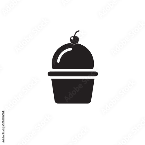 Ice Cream Scoop Icon Black and White Vector Illustration