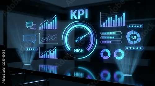 Key performance indicators dashboard with graphs and charts