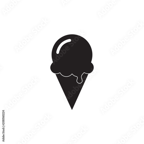 Ice Cream Scoop Icon Black and White Vector Illustration