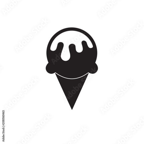 Ice Cream Scoop Icon Black and White Vector Illustration