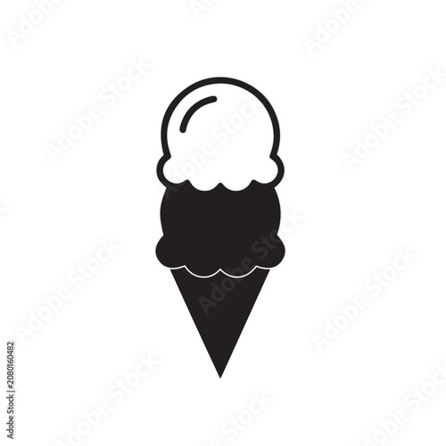 Ice Cream Scoop Icon Black and White Vector Illustration