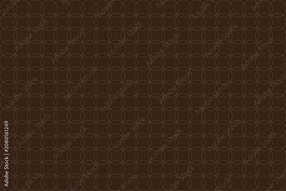 Fototapeta premium Gold overlapping circle pattern on dark brown background