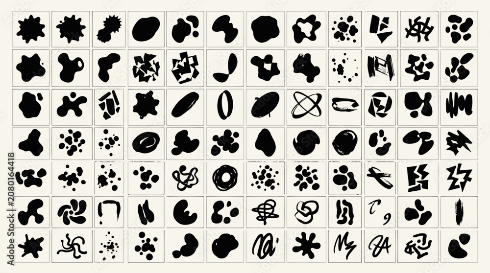 Fototapeta premium Seamless black and white vector icon set with cartoon animals, cats and dogs, paw prints, hearts and flowers, decorative pattern illustration for wallpaper, logo and print design
