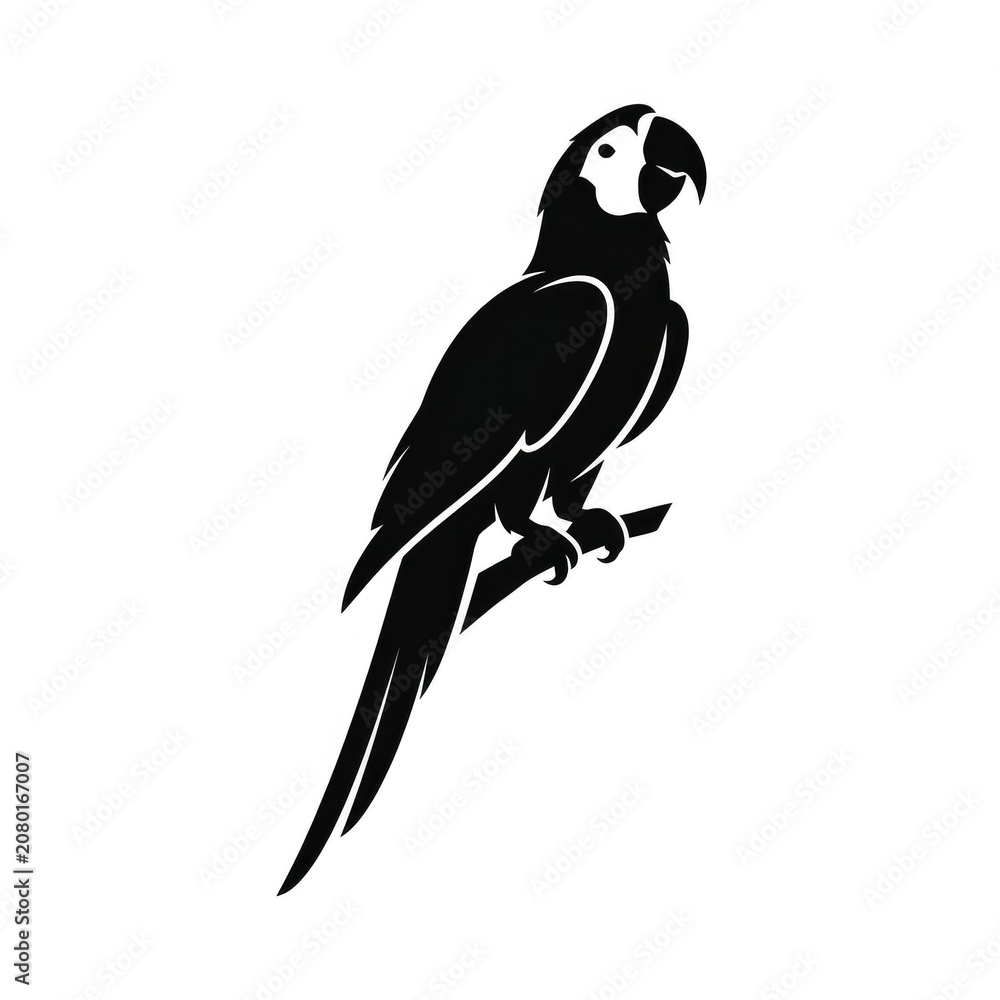 Fototapeta premium Elegant Vector Silhouette of an American Parrot with Majestic Tropical Style