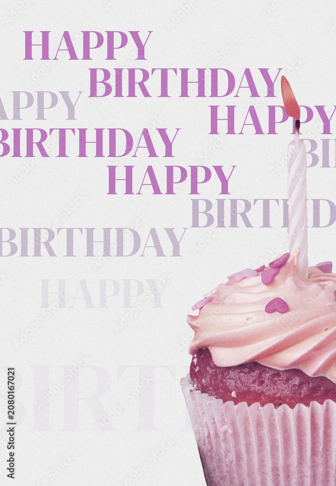 Fototapeta premium Celebration of birthday with cupcake and candle on special day