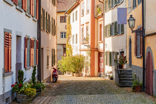 Austria, Vorarlberg, Bregenz, Upper city, alley and row of old houses