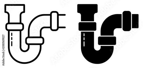 Fotografía sink pipe icon outline filled vector