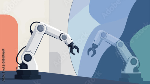 Tablou pe pânză ** Robotic Arm Manipulating Objects in a Modern Industrial Setting for Automatio