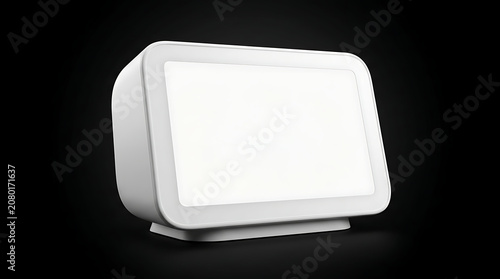 Isolated smart home clock display with glowing blank screen technology integration automation interface device