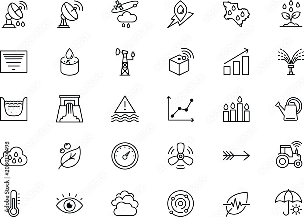 Fototapeta premium Environmental and weather monitoring icons set vector