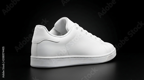 Isolated white sneaker with speckled sole on black background ideal for fashion retail footwear and sport apparel