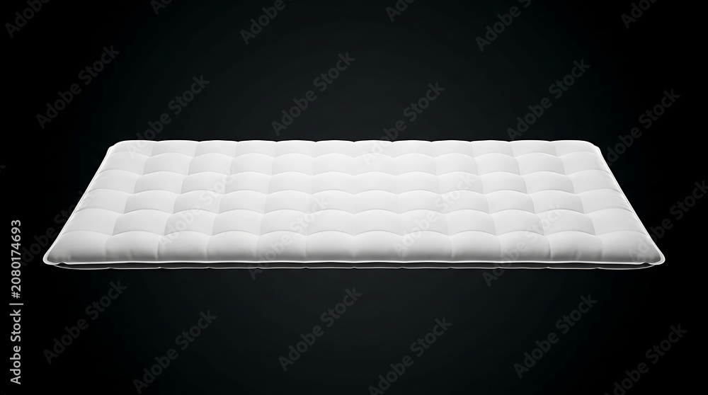 Fototapeta premium Isolated white tufted camping mattress pad for sleeping outdoors, camping gear, travel bedding, lightweight sleeping mat