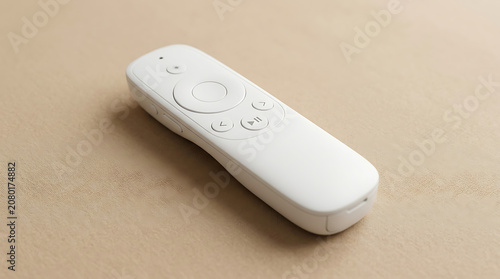 Isolated white wireless presenter remote for professional business presentations and lecture control featuring tactile buttons