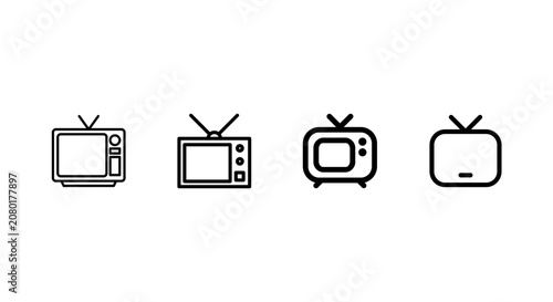 Canvastavla Television Set Icons Black Line Art On White Background telecasting