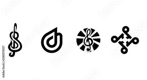 Photos Musical Symbols And Abstract Shapes Black Vector Illustration acoustic art