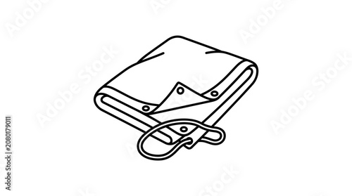 Folded tarpaulin cover sheet line icon.