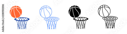 Basketball Icon Set Multiple Style