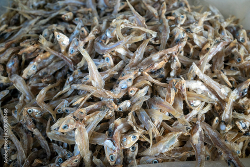 Ikan asin, salted fish  at traditional market in Yogyakarta, Indonesia