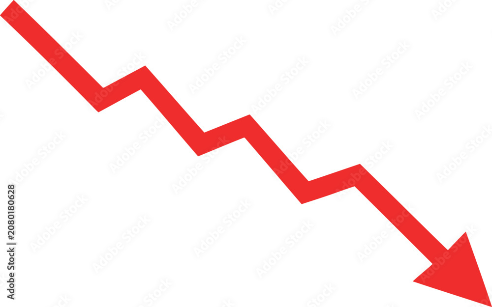Obraz premium Downward trend arrow icon for business loss and financial decline