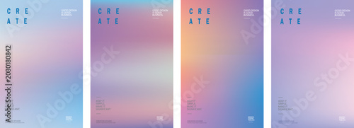 Obraz na płótnie Set of four abstract vibrant gradient backgrounds with soft blended autumn color